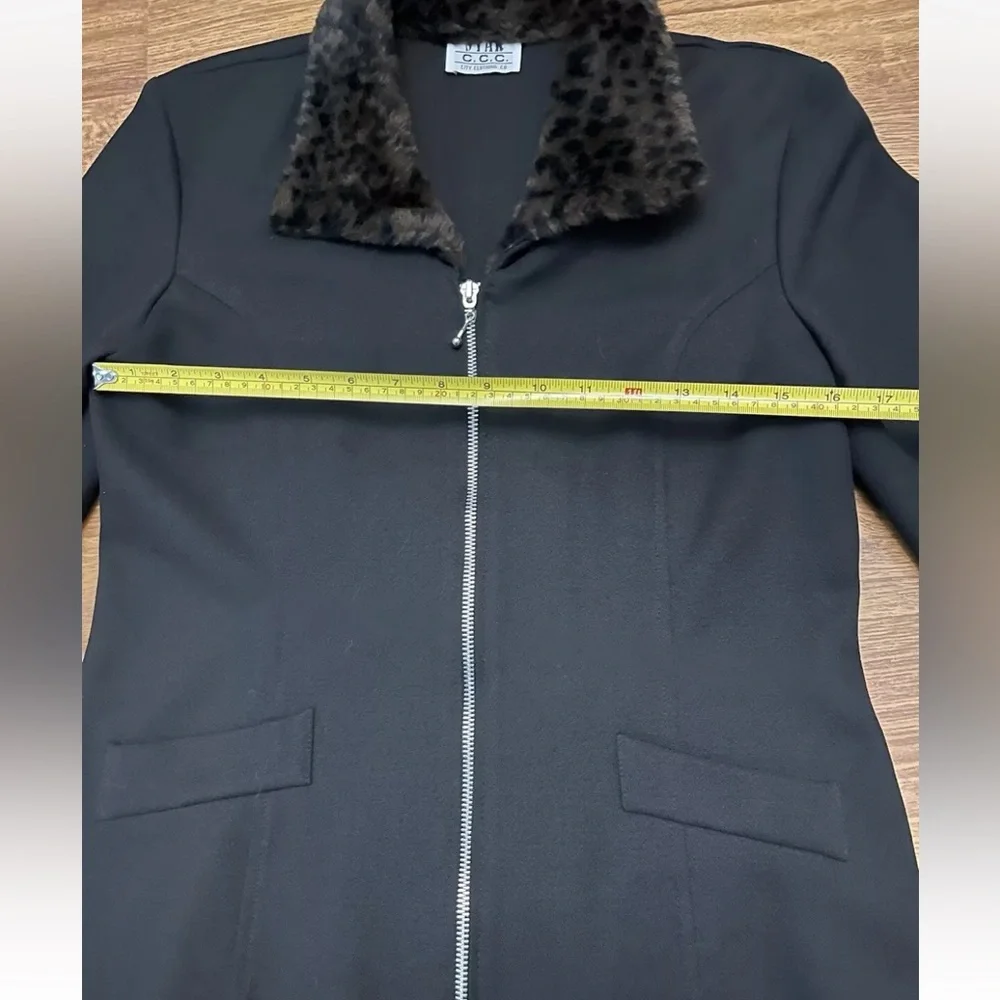 Womens Star C.C.C. City Clothing Company Zip Up Faux Fur Jacket Y2K 1990s Vintag